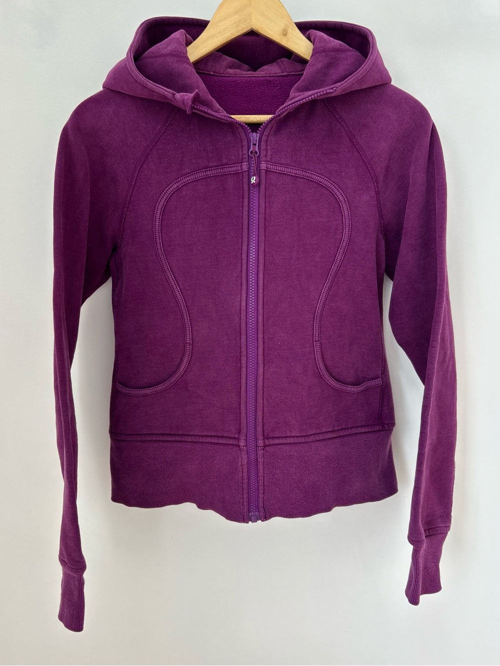 Vintage Lululemon Scuba Full Zip Hoodie Purple Plum Fleece Size 8